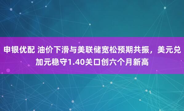 申银优配 油价下滑与美联储宽松预期共振，美元兑加元稳守1.40关口创六个月新高